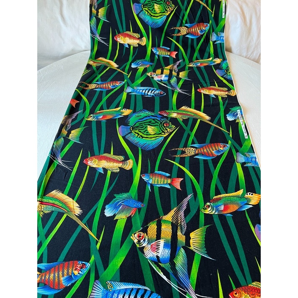 Fabric -Vintage 90s Alexander Henry Underwater Sea Ocean Tropical Fish 43" x 43"